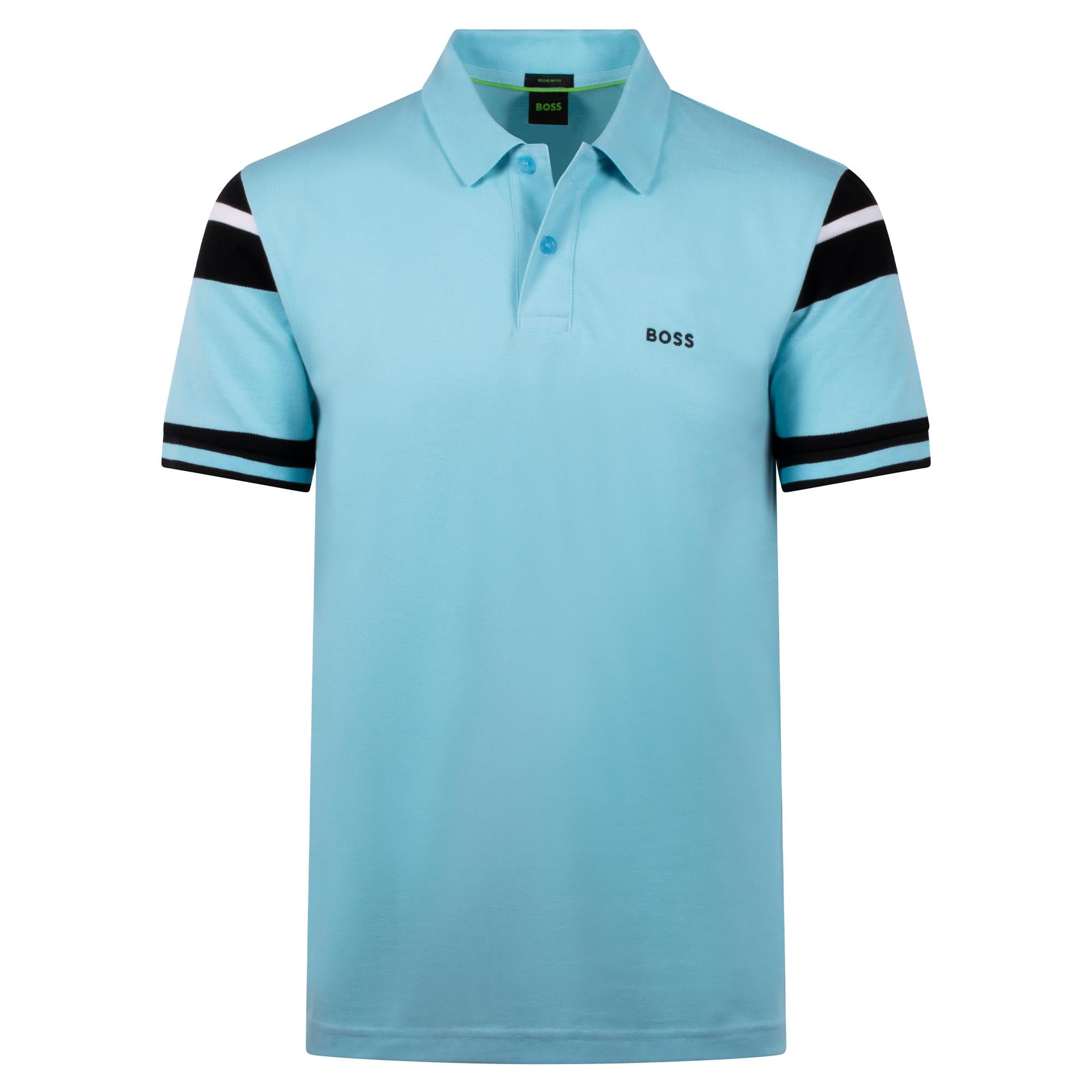 Boss Polo Sleeve Zone Mens Polo Shirt Light Pastel Blue